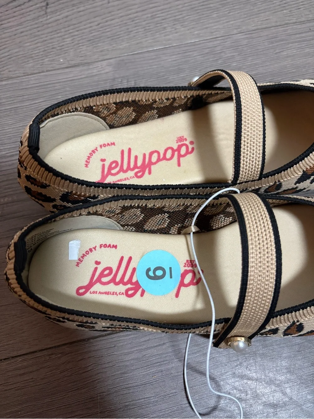 Jellypop Leopard Knit Mary‎ Jane Ballet Flats Preppy Twee Memory Foam Classic